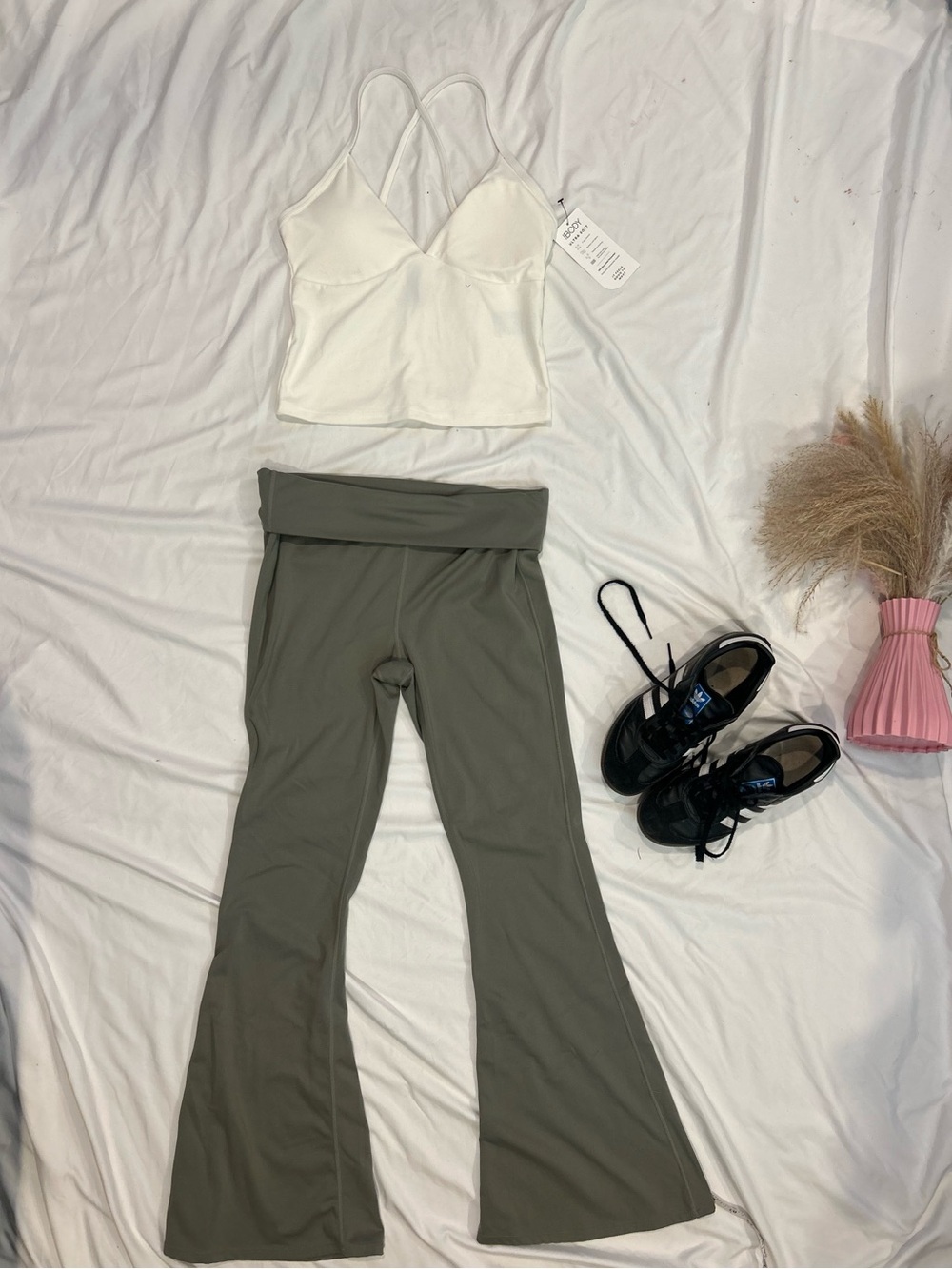 Cotton On Body Olive Fold-Over Flare Pants